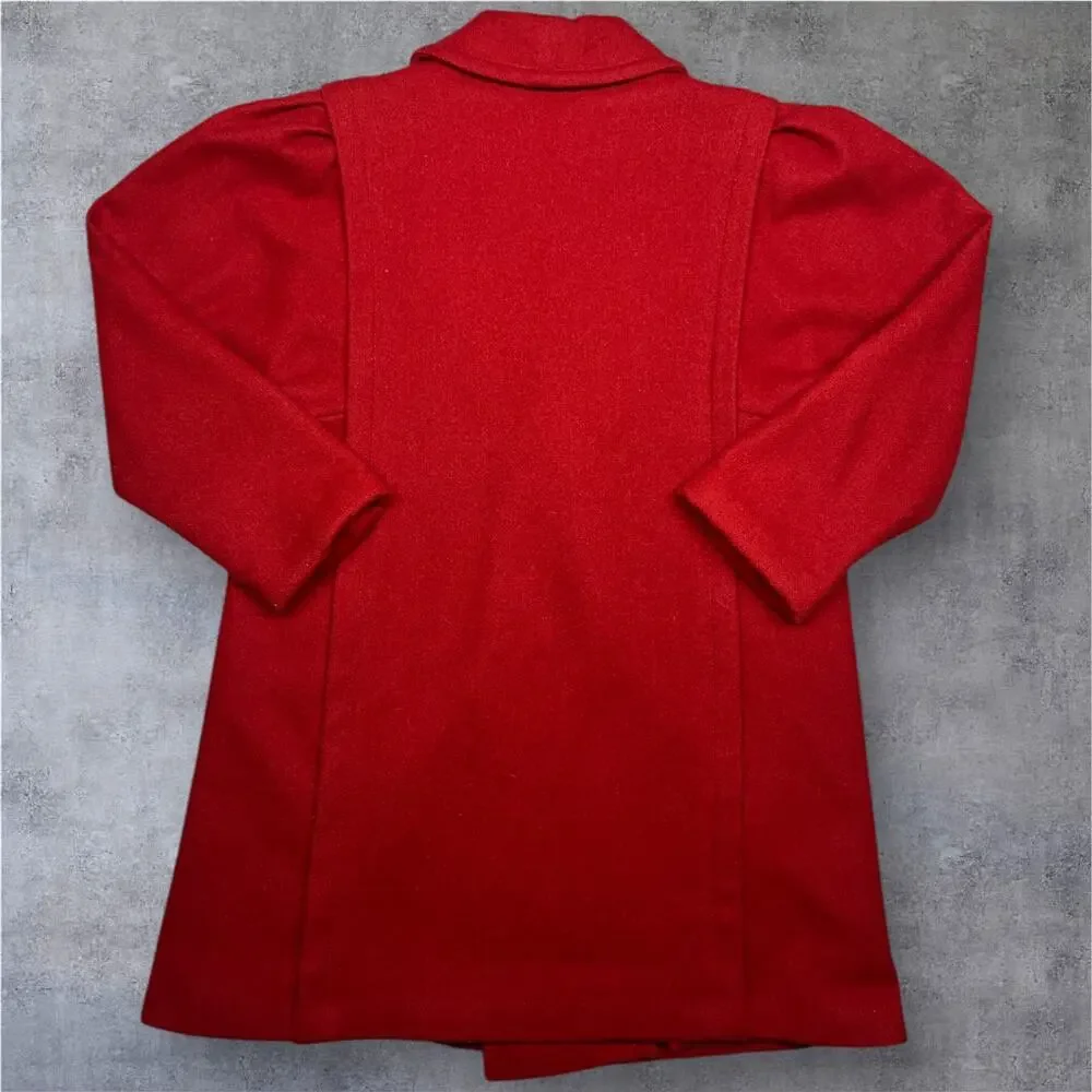 Vintage Red Wool Overcoat XL USA Made Thinsulate Lined Double Breasted Warm